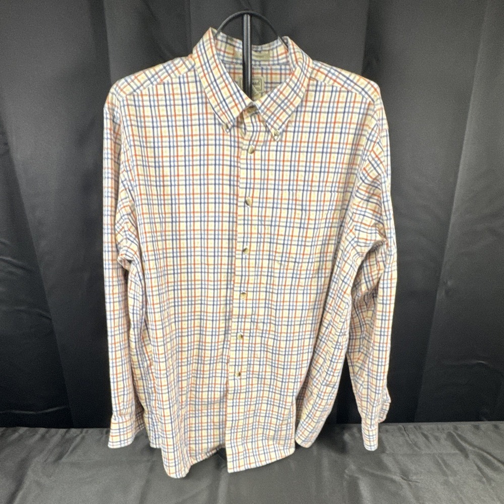 L.L.Bean Mens XL Reg Cotton Woven Plaid Long Slv Wrinkle Resist Button-Down 1281
